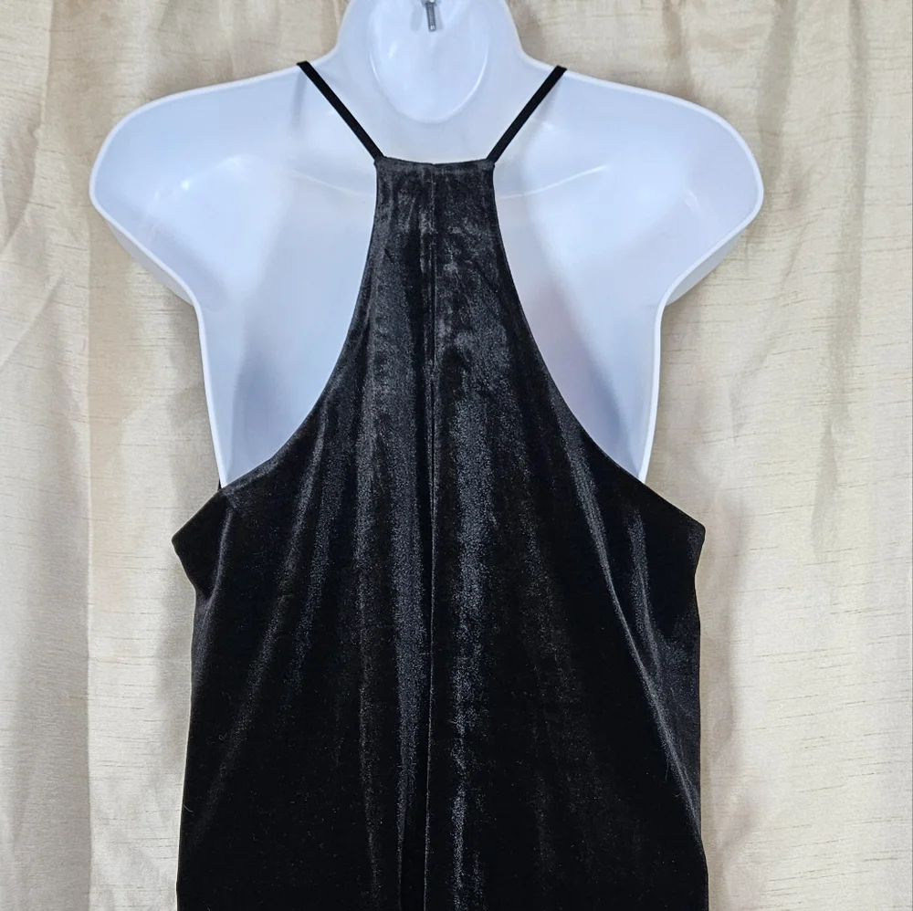 NWOT Loft black velvet halter A-line swing dress Womens Medium - Picture 5 of 9